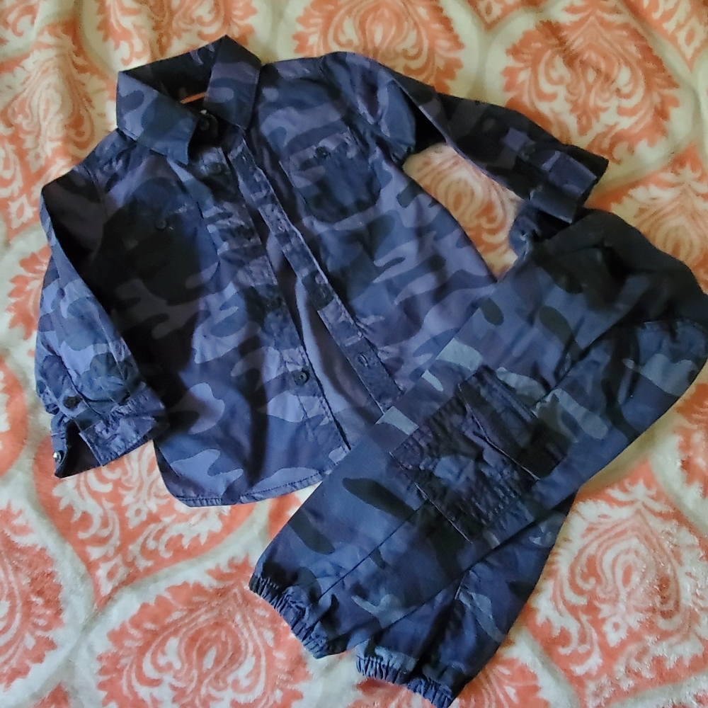 2 piece boys camouflage outfit.
